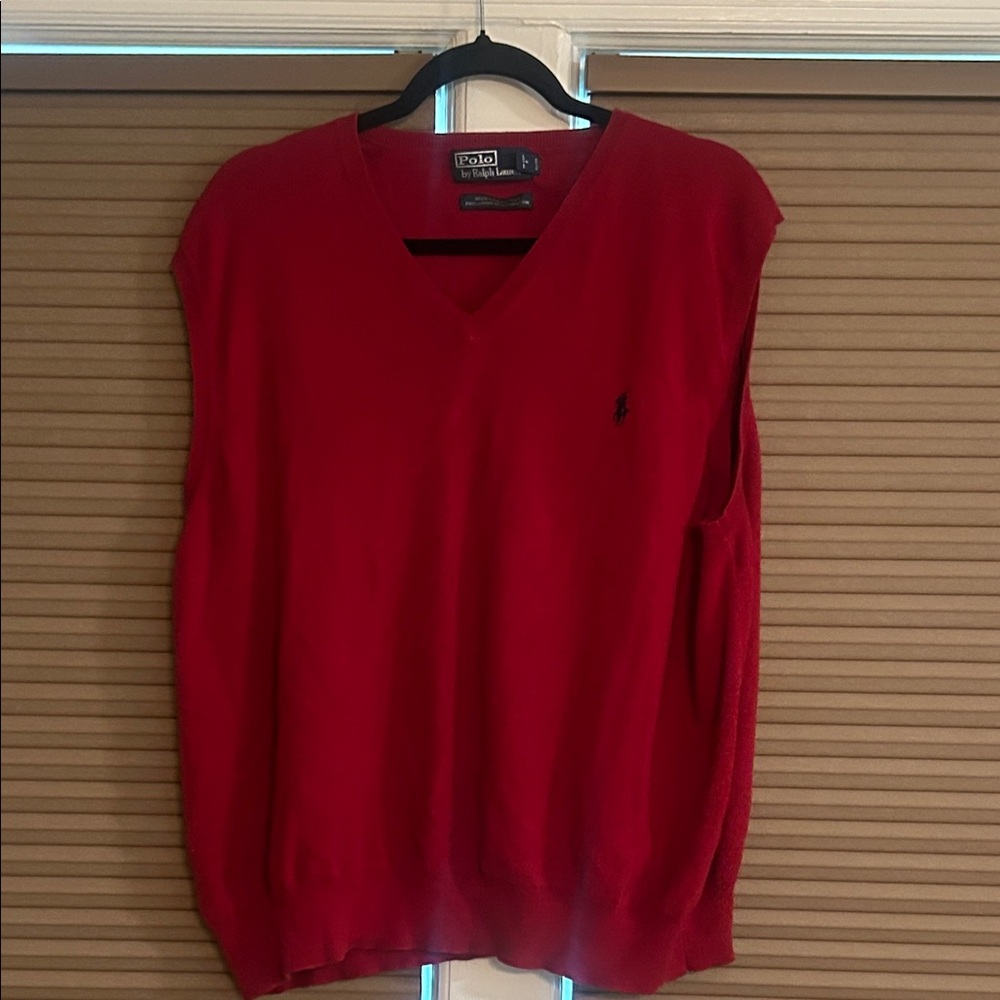 Polo by Ralph Lauren Men's Red V-Neck Sweater Vest